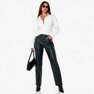 7 For All Mankind Womens S High Waist Faux Leather Pants Green Grunge Indie